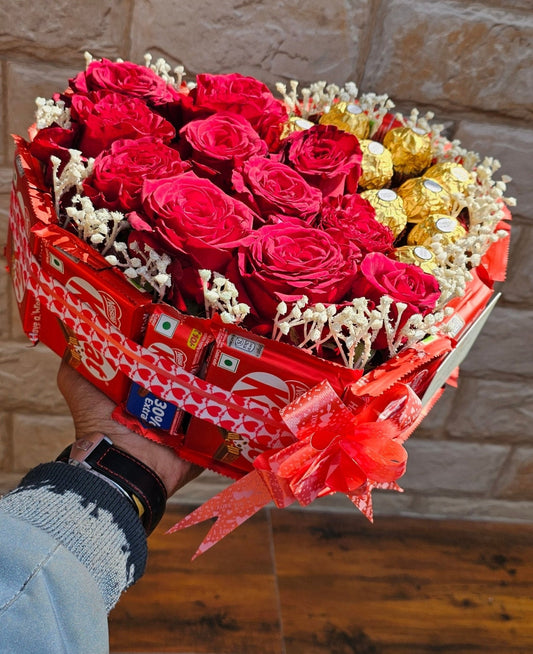 Chocolate kitkate rose fererro Bouqet - Ajmer Gift Charm