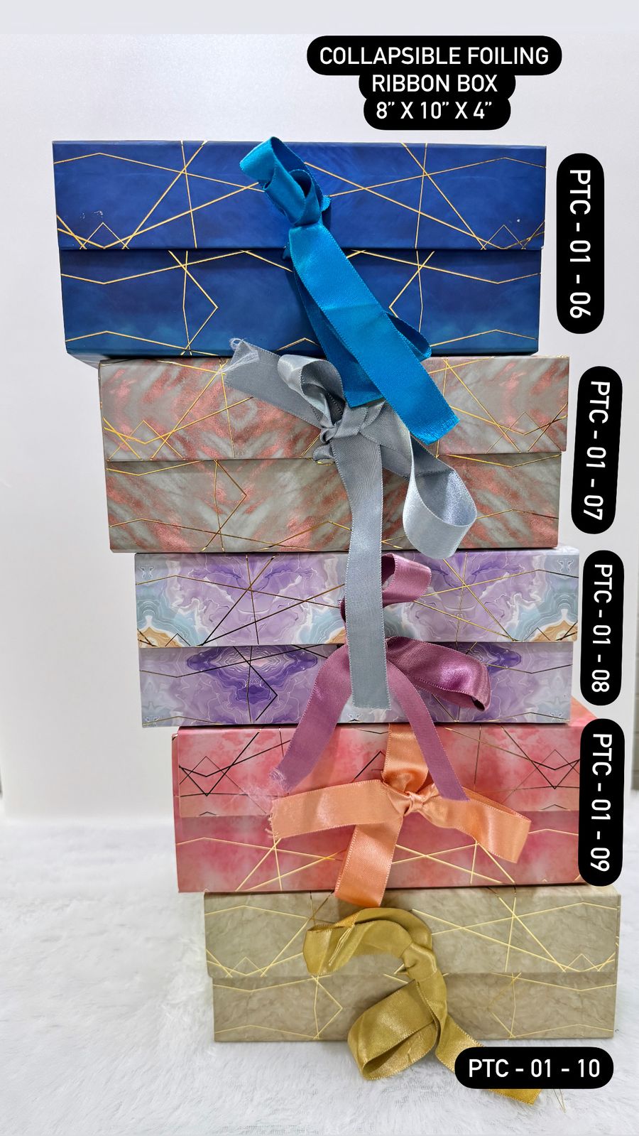 Collapsible Ribbon Gift Box – 8×10×4 inch (Luxury Textured Finish) - Ajmer Gift Charm