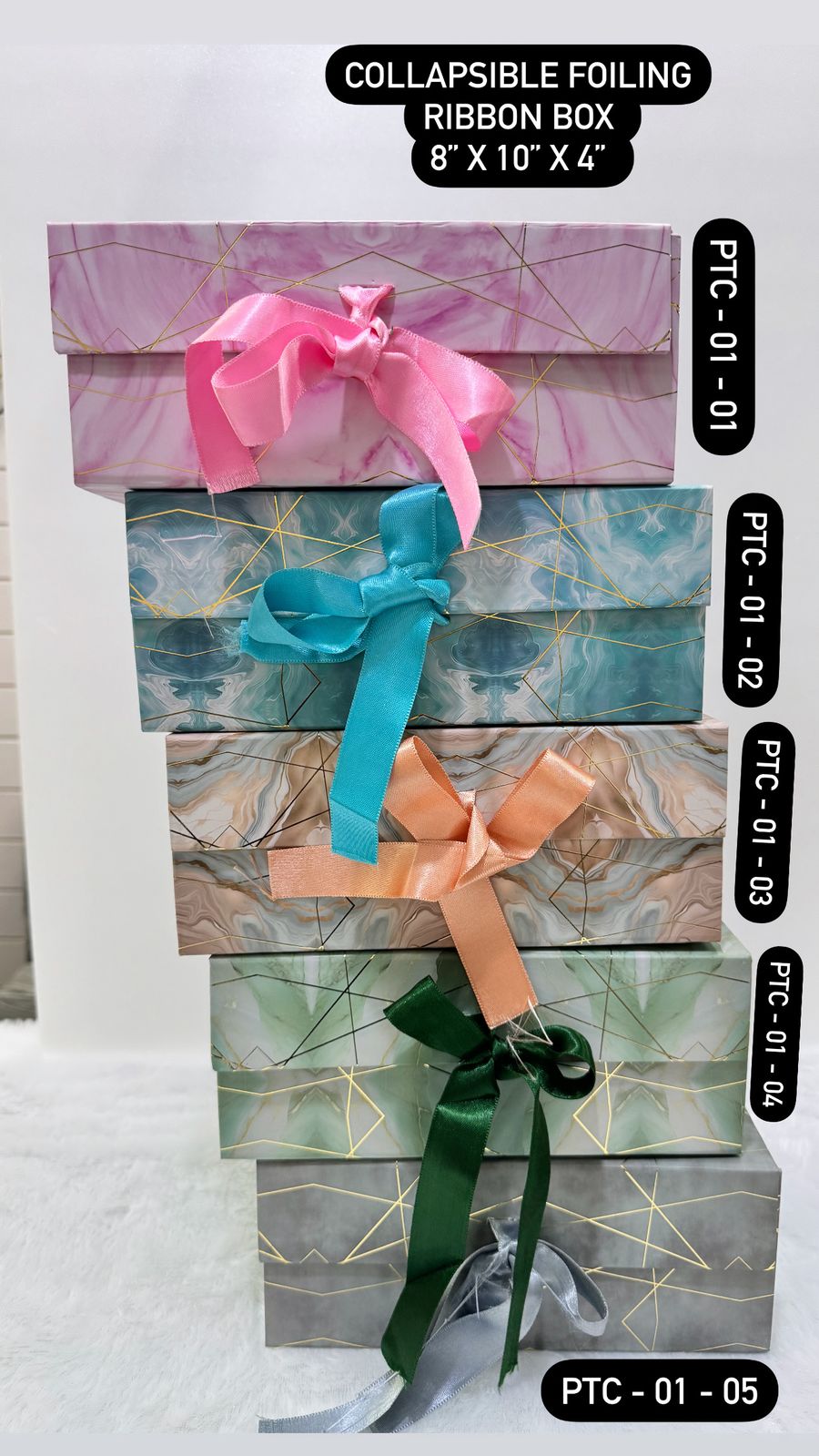 Collapsible Ribbon Gift Box – 8×10×4 inch (Luxury Textured Finish) - Ajmer Gift Charm