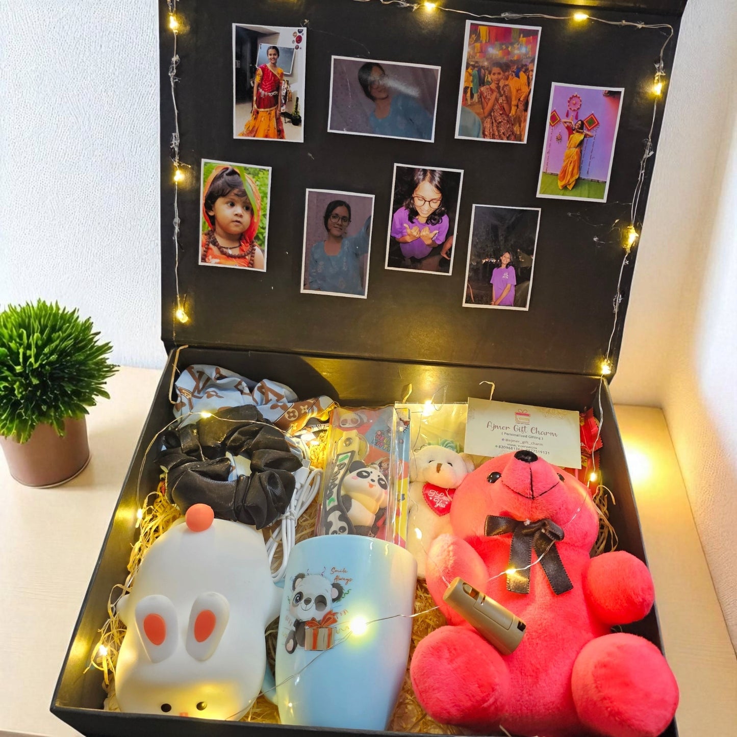Customizable Gift Hamper Black ribbon box for Her – Under ₹1500 | Sipper, Cosmetics, Chocolates & More - Ajmer Gift Charm