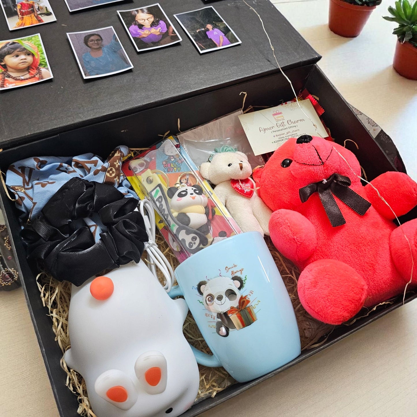 Customizable Gift Hamper Black ribbon box for Her – Under ₹1500 | Sipper, Cosmetics, Chocolates & More - Ajmer Gift Charm