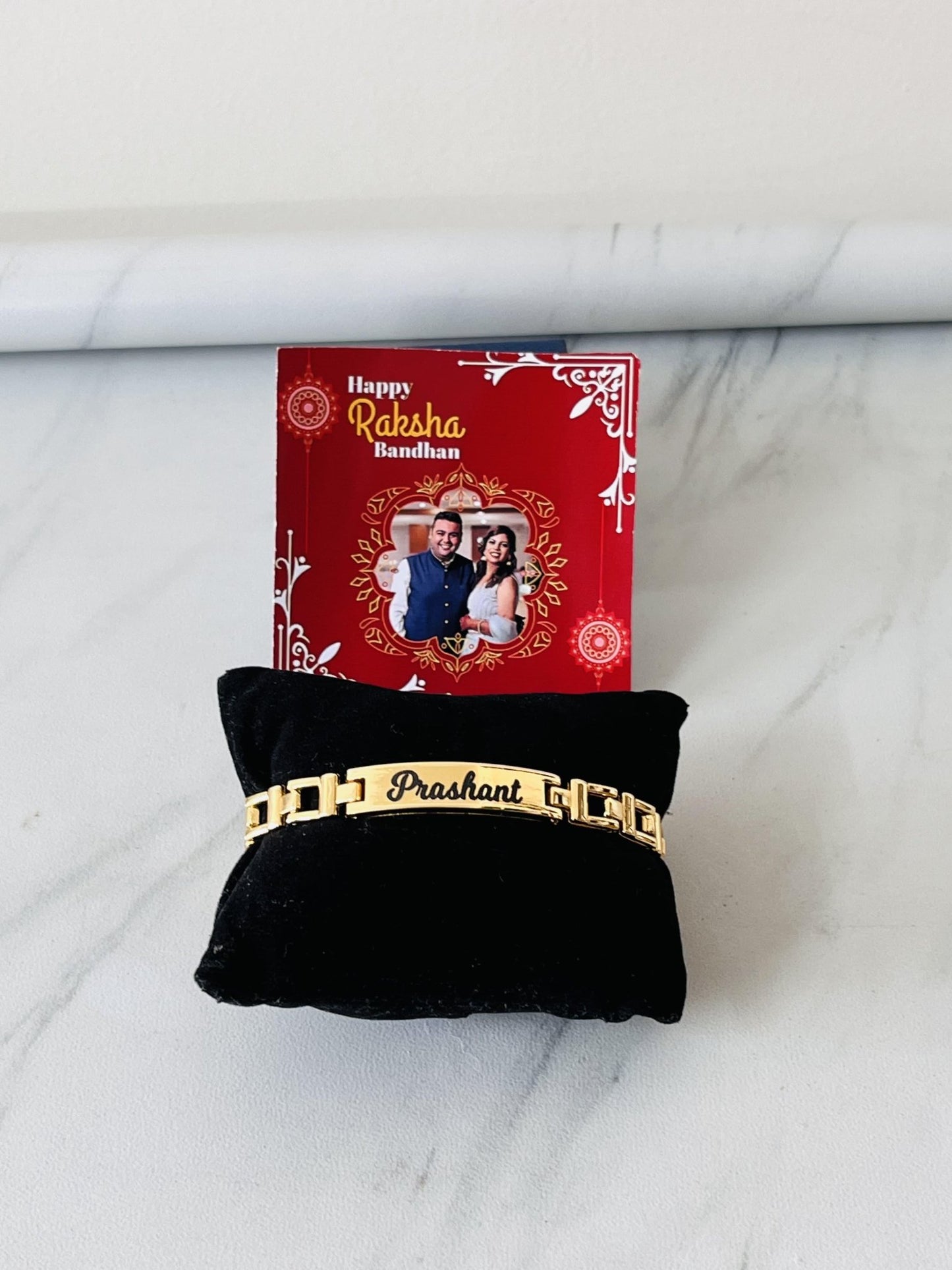 Customize Rakhi Bracelet — Stainless Steel with Personalized Card - Ajmer Gift Charm