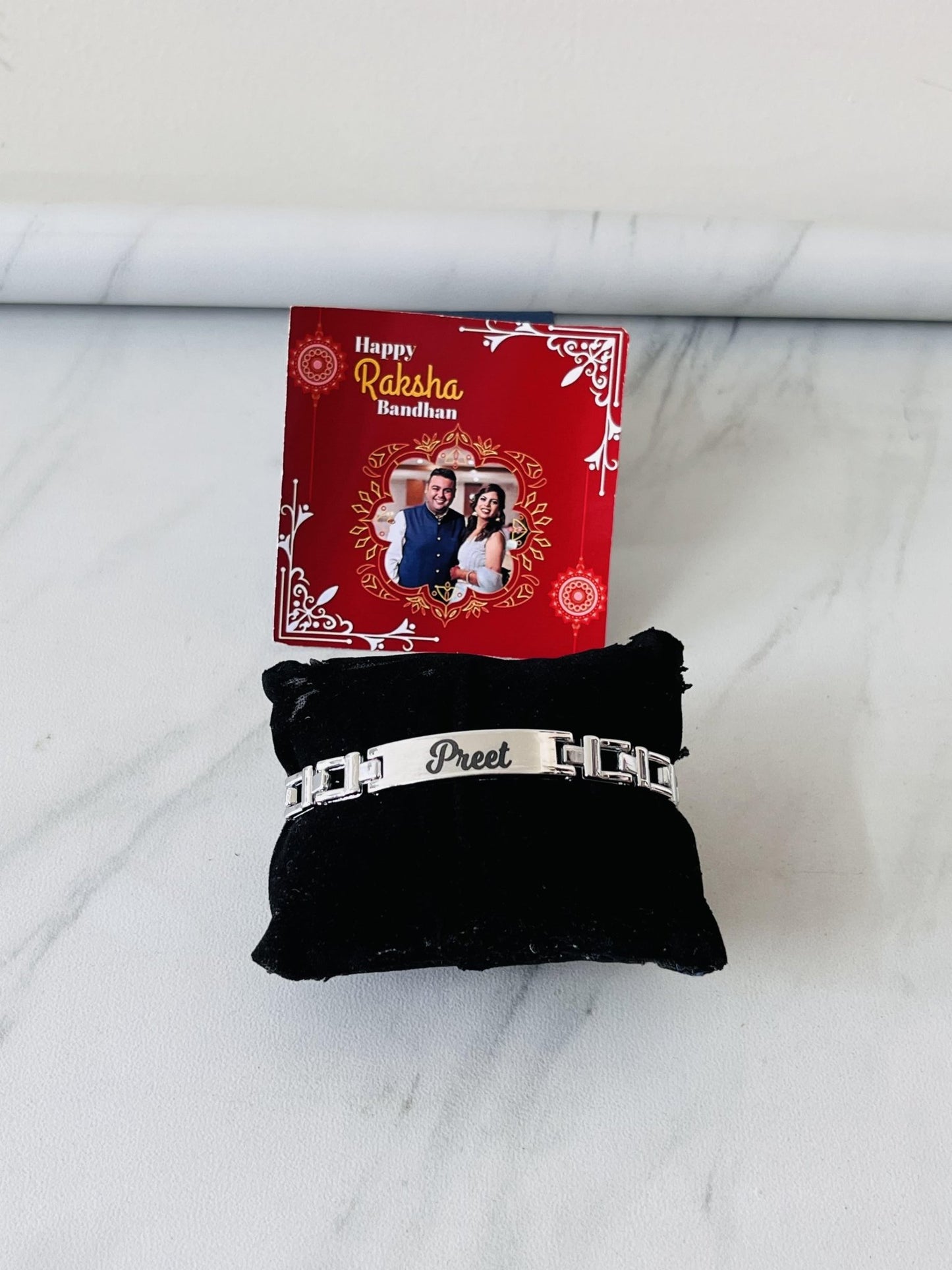 Customize Rakhi Bracelet — Stainless Steel with Personalized Card - Ajmer Gift Charm