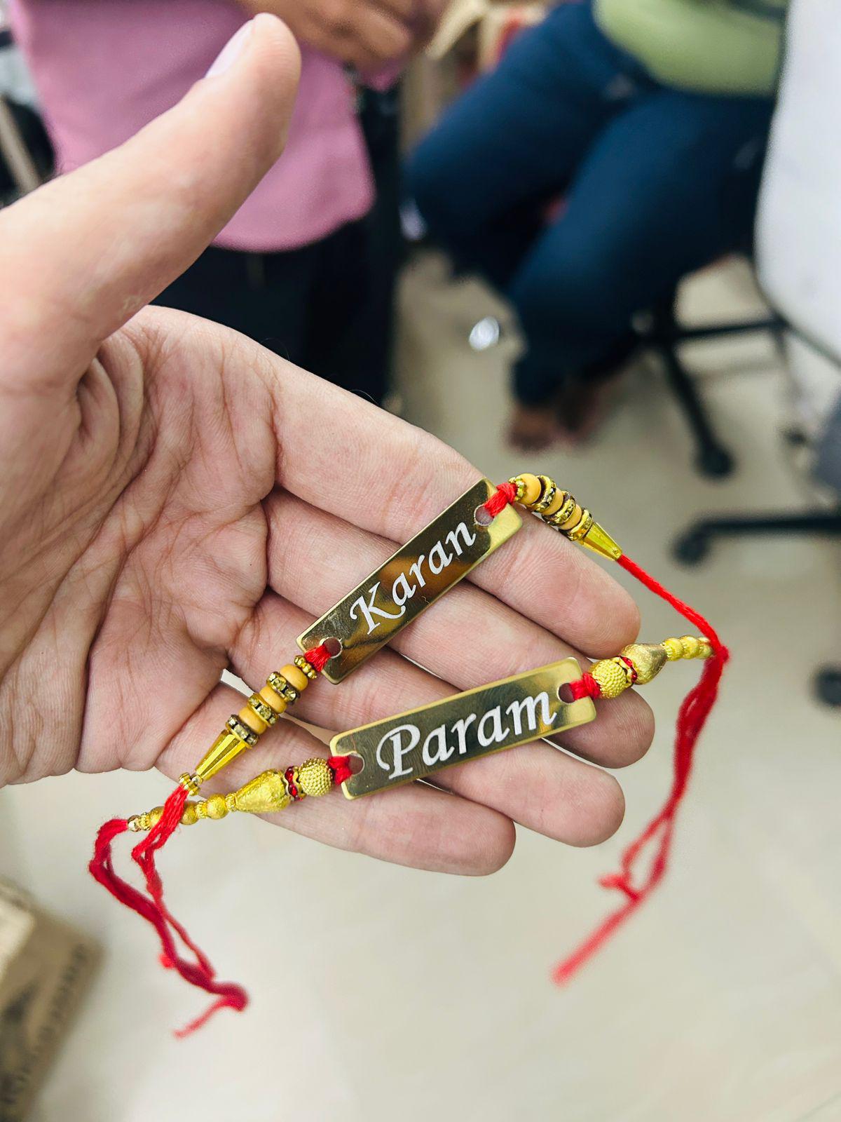 Customize Rakhi Bracelet — Stainless Steel with Personalized Card - Ajmer Gift Charm
