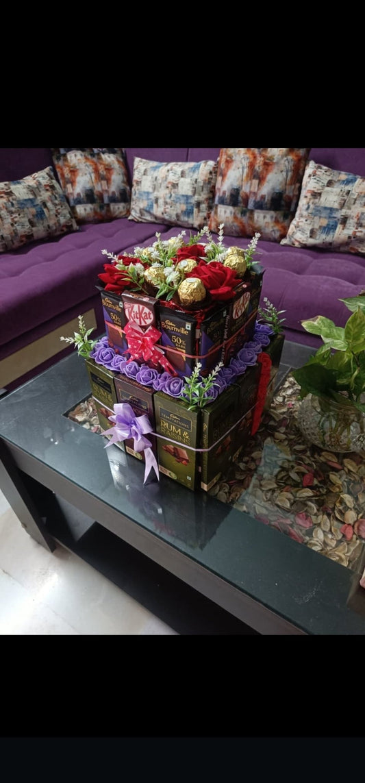 "Engagement Special: Dark Chocolate Hamper Tower - Ajmer Gift Charm
