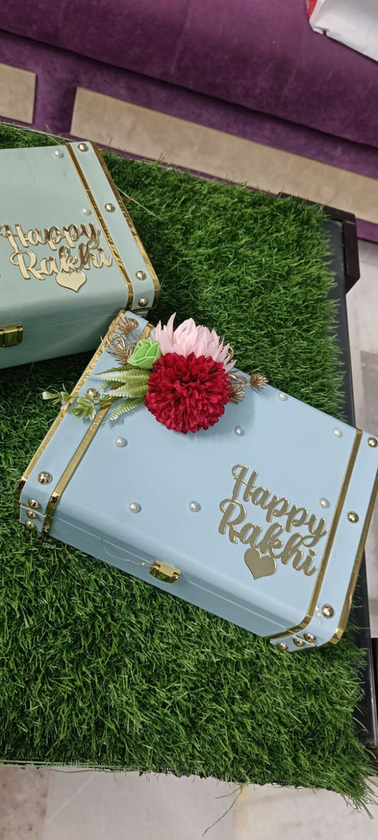Luxury Rakhi Gift Hamper — Gift Box with Acrylic Lid, Fairy Lights & Personalized Photos - Ajmer Gift Charm