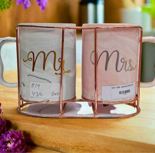 Mr. & Mrs. / King & Queen Ceramic Mugs – Couple Gift Set - Ajmer Gift Charm