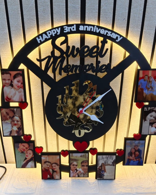 Personalised Wall Clock with Couple Photos - Ajmer Gift Charm