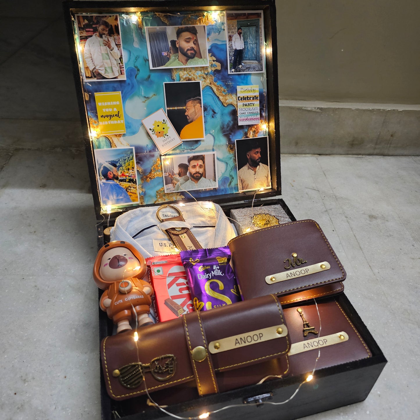 Shirt & Customized Name Wallet Combo for Him – Premium Gift Trunk Box
