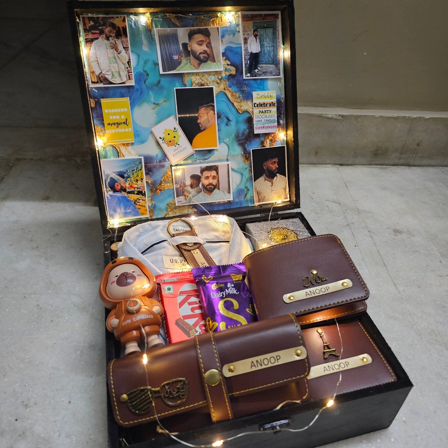 Shirt & Customized Name Wallet Combo for Him – Premium Gift Trunk Box - Ajmer Gift Charm