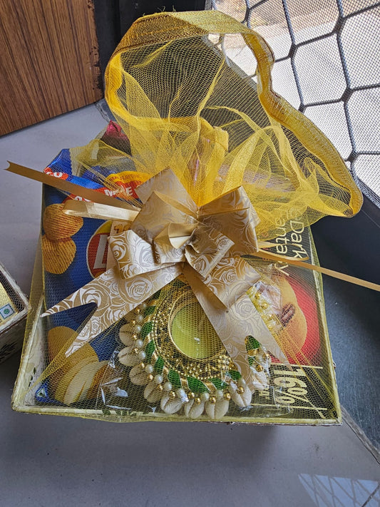 “Celebrate Diwali with our premium gift hamper basket filled with chocolates, snacks & a festive diya platter. Perfect for family, friends & corporate gifting in style.” - Ajmer Gift Charm