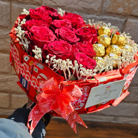 Chocolate kitkate rose fererro Bouqet - Ajmer Gift Charm