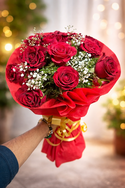Classic Red Rose Bouquet 🌹 | Romantic Gift at Just ₹650 - Ajmer Gift Charm