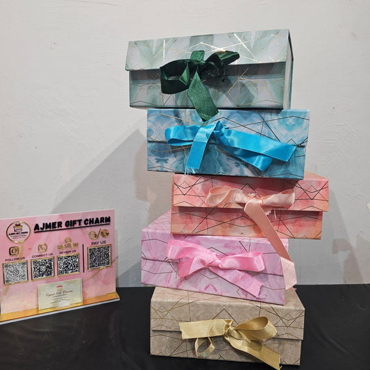 Collapsible Ribbon Gift Box – 8×10×4 inch (Luxury Textured Finish) - Ajmer Gift Charm