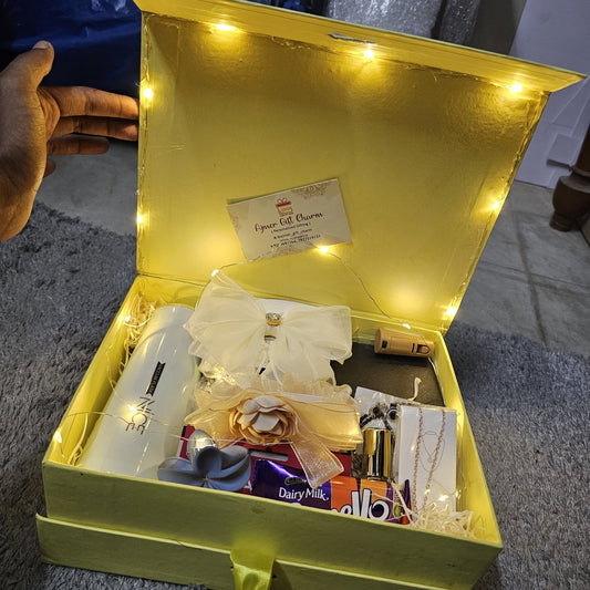 Customizable Ribbon Box Gift Hamper for Her – Mug, Sipper, Night Lamp & More (Under 1500rs.) - Ajmer Gift Charm