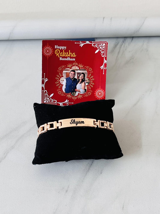Customize Rakhi Bracelet — Stainless Steel with Personalized Card - Ajmer Gift Charm