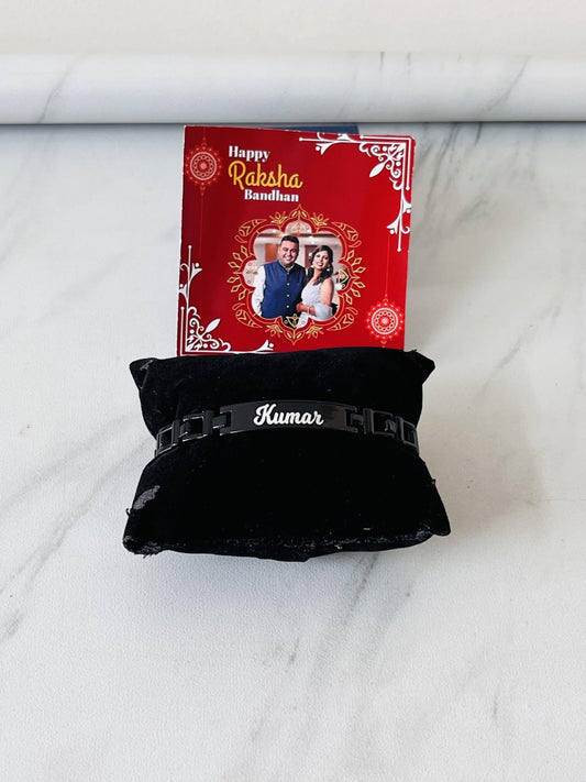 Customize Rakhi Bracelet — Stainless Steel with Personalized Card - Ajmer Gift Charm