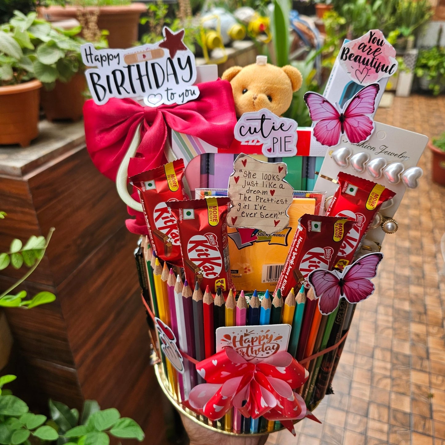 🎀 Cute Birthday Stationery Gift Hamper for Her | Chocolates, Teddy & Accessories - Ajmer Gift Charm