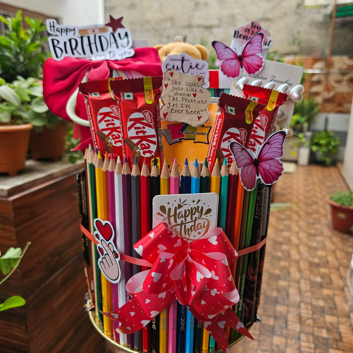 🎀 Cute Birthday Stationery Gift Hamper for Her | Chocolates, Teddy & Accessories - Ajmer Gift Charm