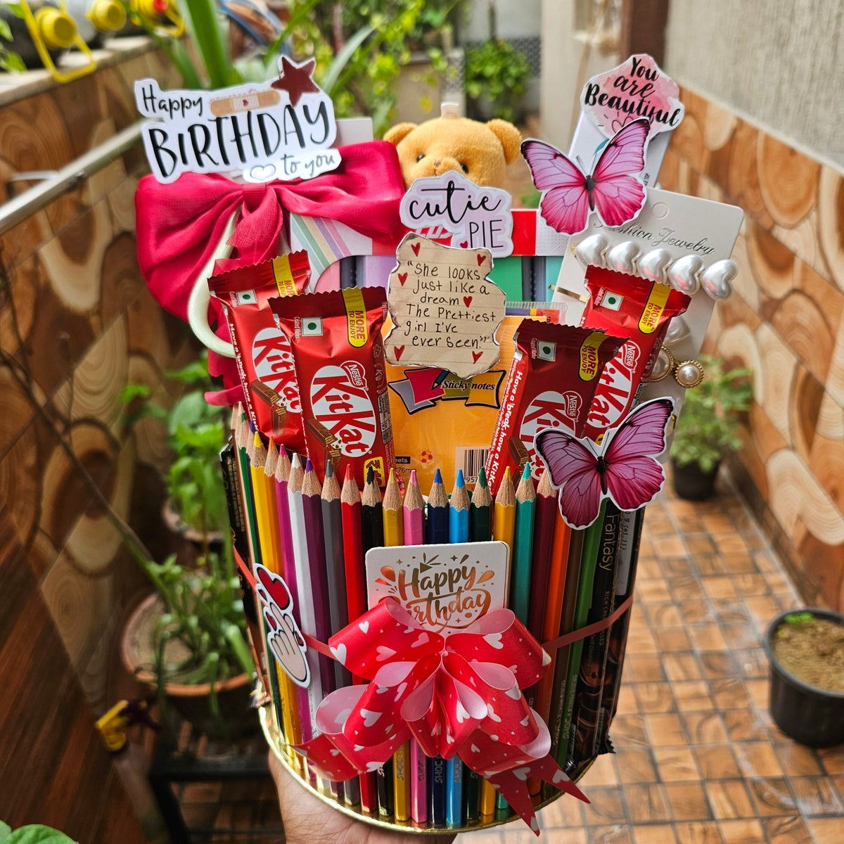🎀 Cute Birthday Stationery Gift Hamper for Her | Chocolates, Teddy & Accessories - Ajmer Gift Charm