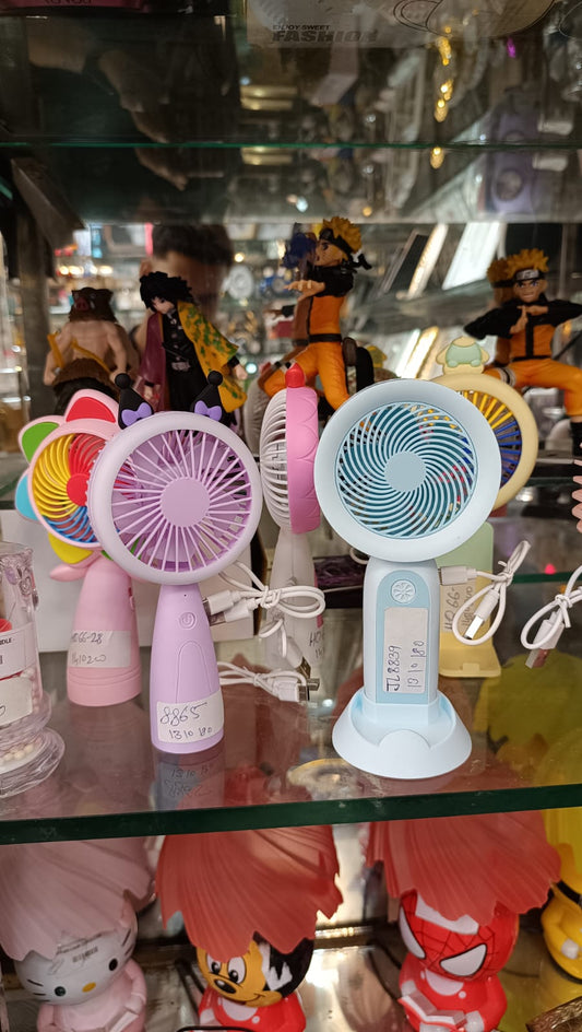 Cute Pink Mini Hand Fan with LED – Pocket - Sized Coolness!" - Ajmer Gift Charm