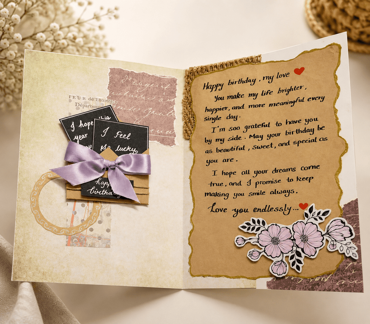 Handmade Aesthetic Greeting Cards – Beautifully Crafted With Love 💌 - Ajmer Gift Charm