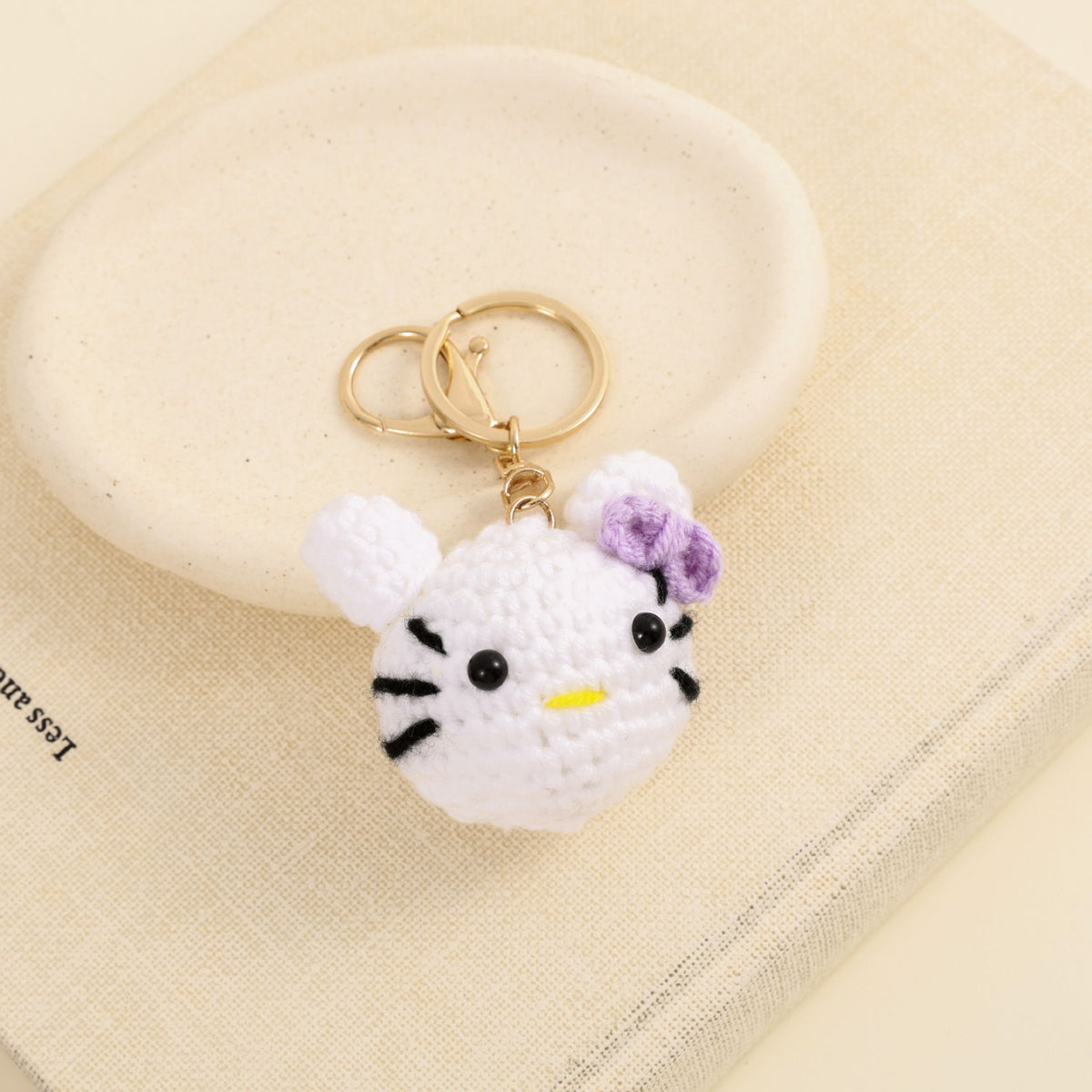 Handmade Crochet Cute Kitty Keychain – Adorable & Perfect for Gifting 🐱💜 - Ajmer Gift Charm