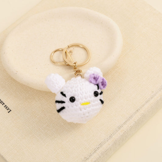 Handmade Crochet Cute Kitty Keychain – Adorable & Perfect for Gifting 🐱💜 - Ajmer Gift Charm