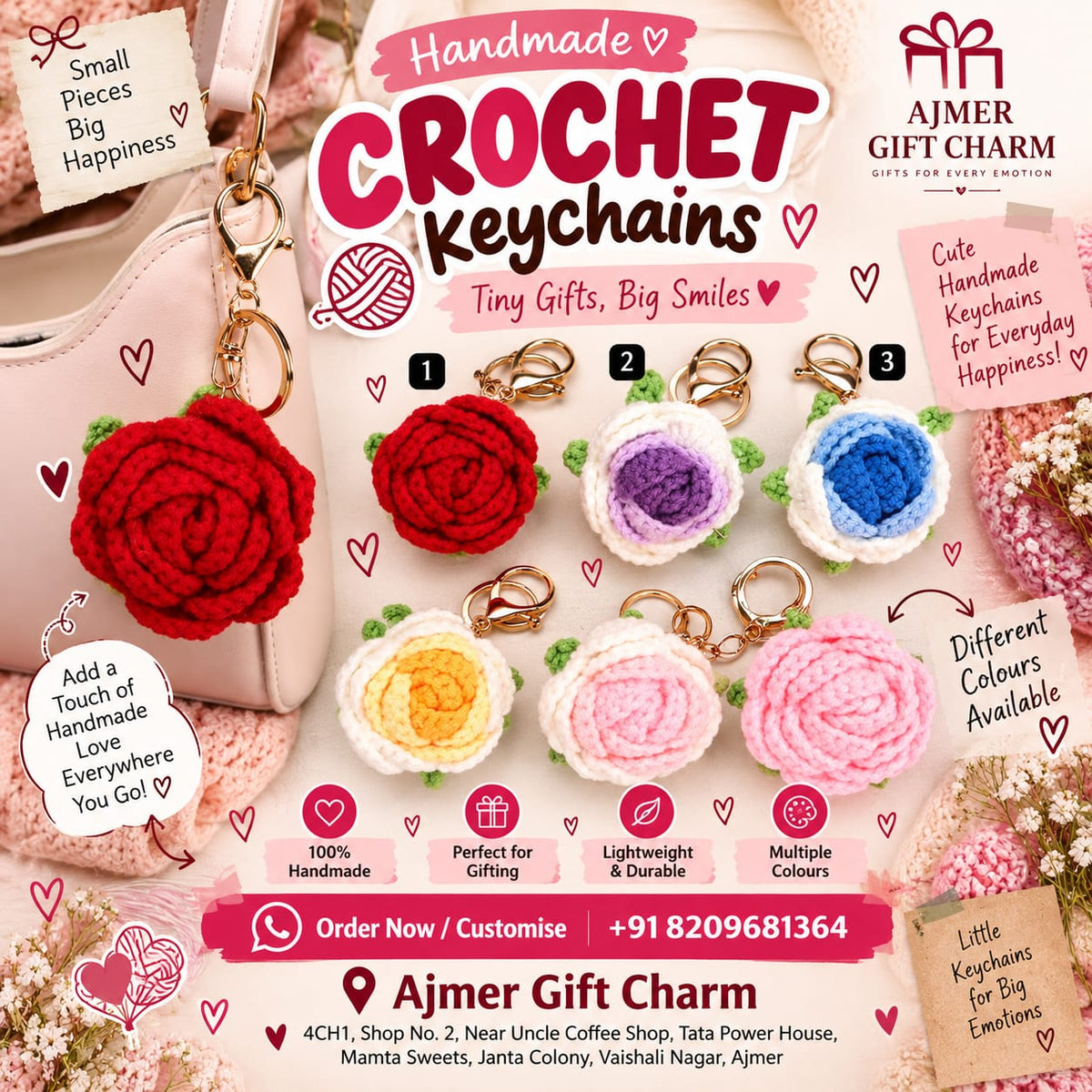 Handmade Crochet Keychains – Cute, Custom & Perfect for Gifting 💕 - Ajmer Gift Charm