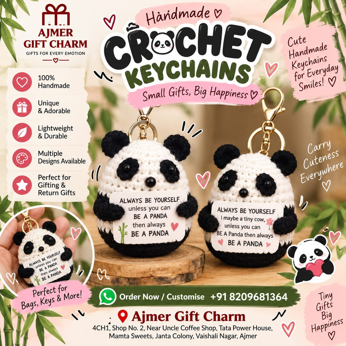 Handmade Crochet Panda – Cute Emotional Support Panda Gift 🐼🤍 - Ajmer Gift Charm