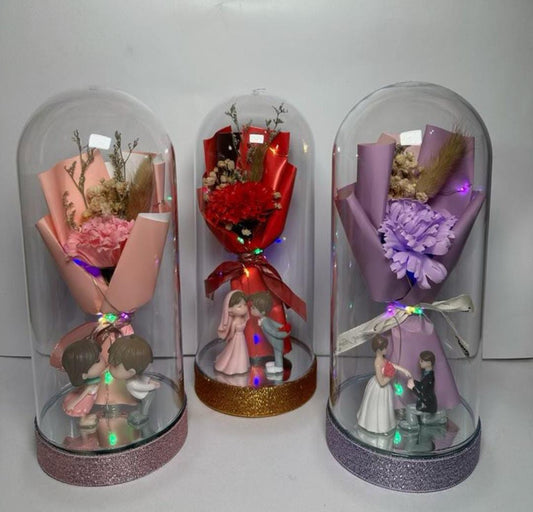 Led Couple bouqet mini dome - Ajmer Gift Charm