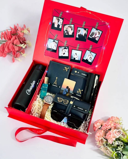 Luxury Personalized Rakhi Gift Hamper for Brother — Name Wallet, Passport Cover, Watch, Perfume & More - Ajmer Gift Charm