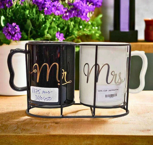 Mr. & Mrs. / King & Queen Ceramic Mugs – Couple Gift Set - Ajmer Gift Charm