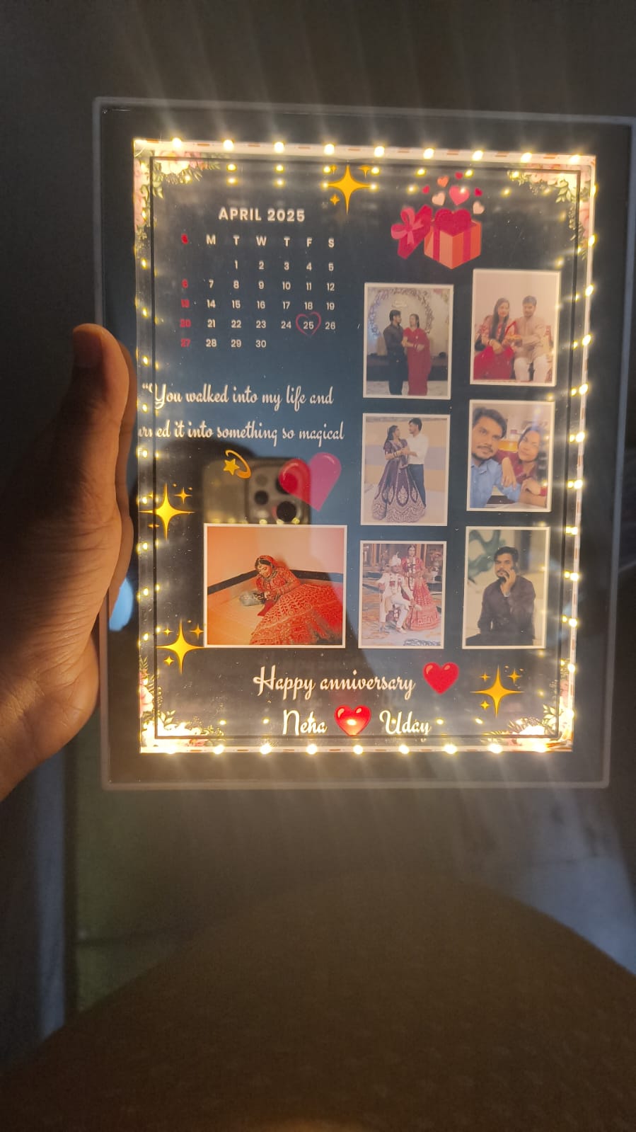 Personalised LED Magic mirror Photo Frame - Ajmer Gift Charm