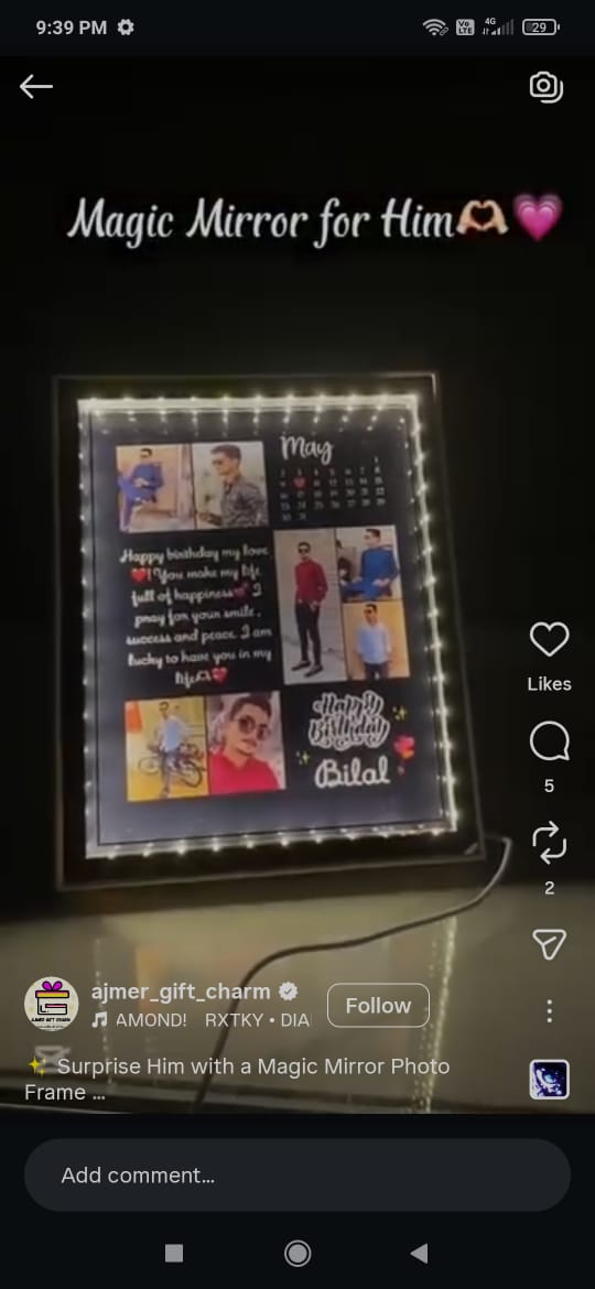 Personalised LED Magic mirror Photo Frame - Ajmer Gift Charm