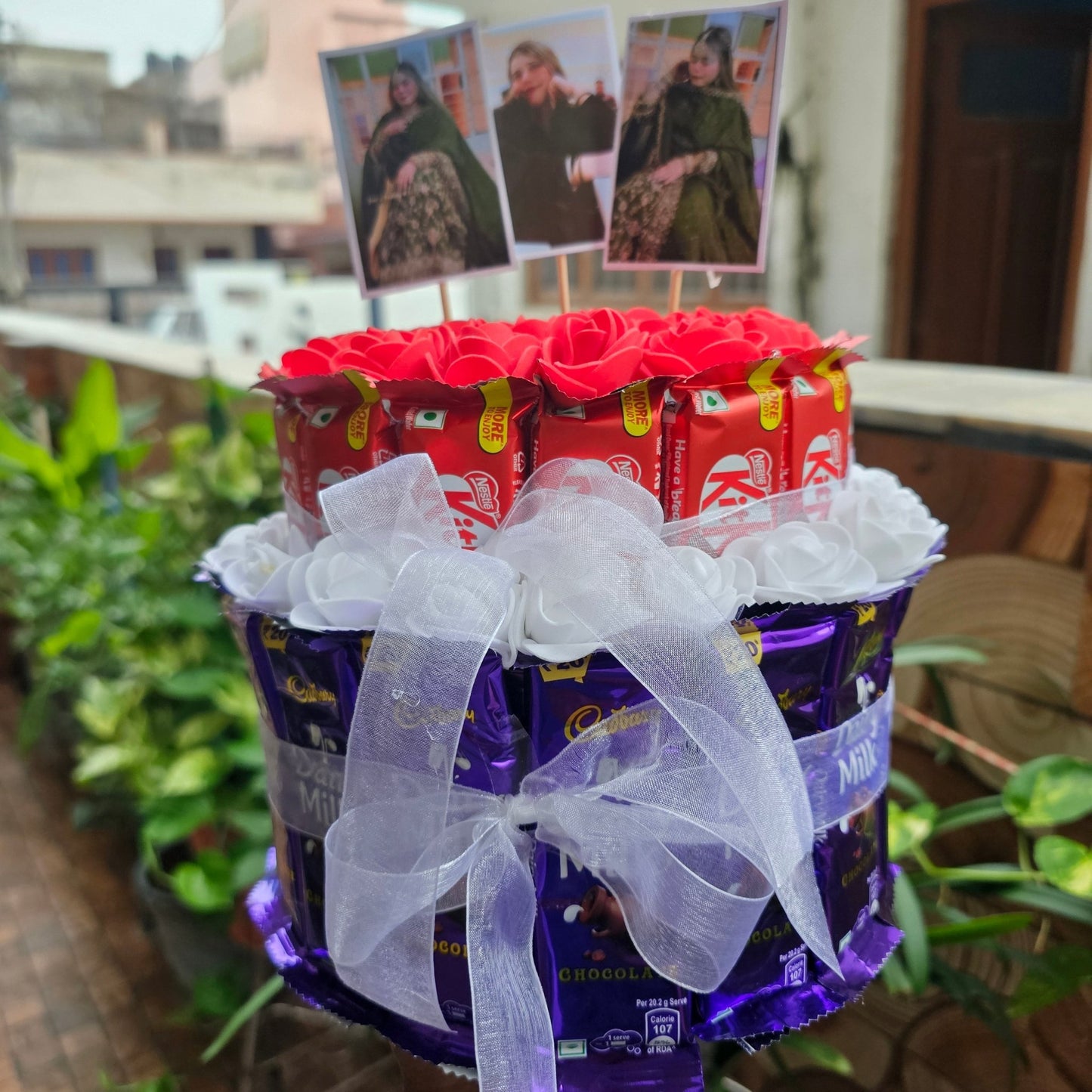 🍫🌹 Personalized Chocolate Bouquet | Dairy Milk & KitKat Photo Gift - Ajmer Gift Charm