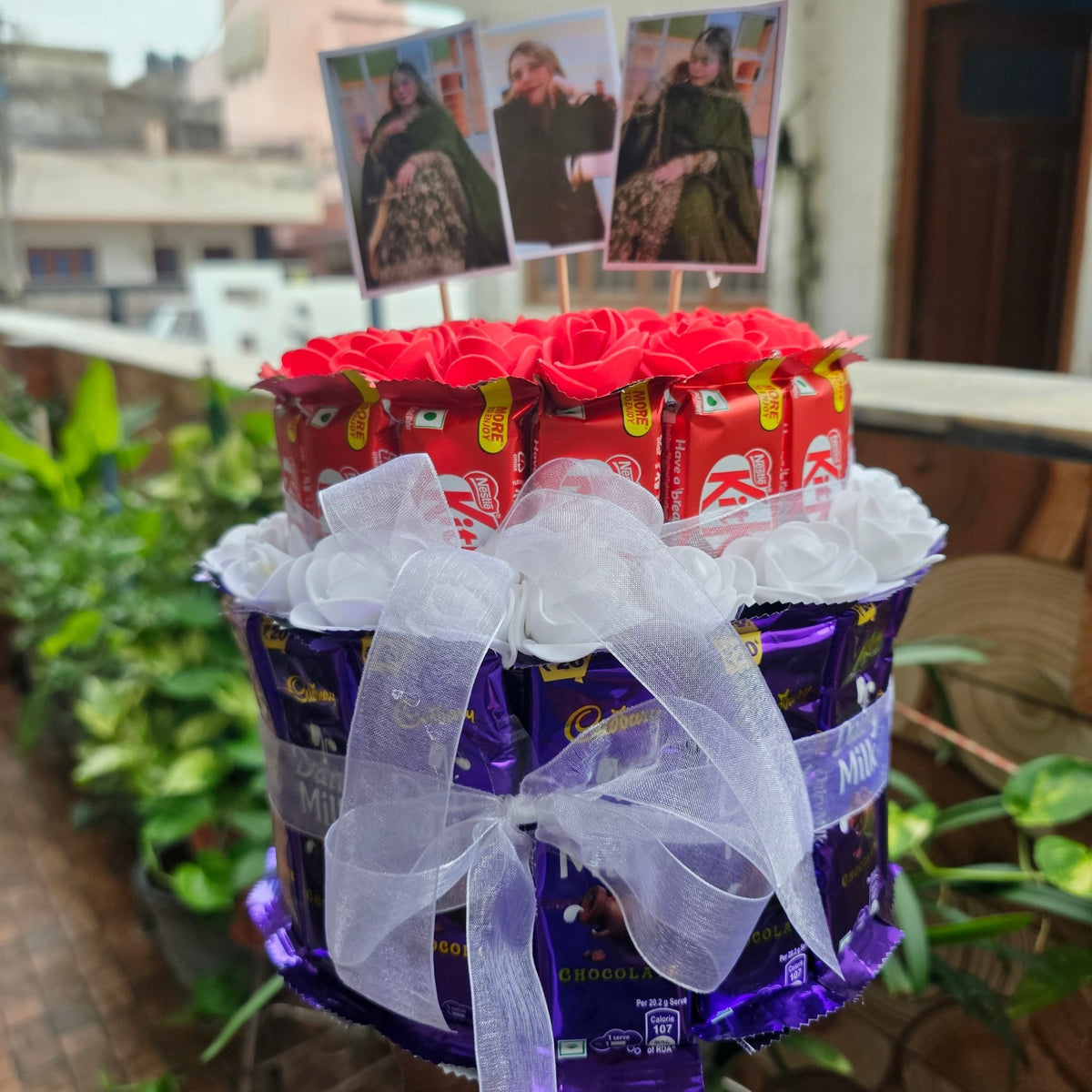 🍫🌹 Personalized Chocolate Bouquet | Dairy Milk & KitKat Photo Gift - Ajmer Gift Charm