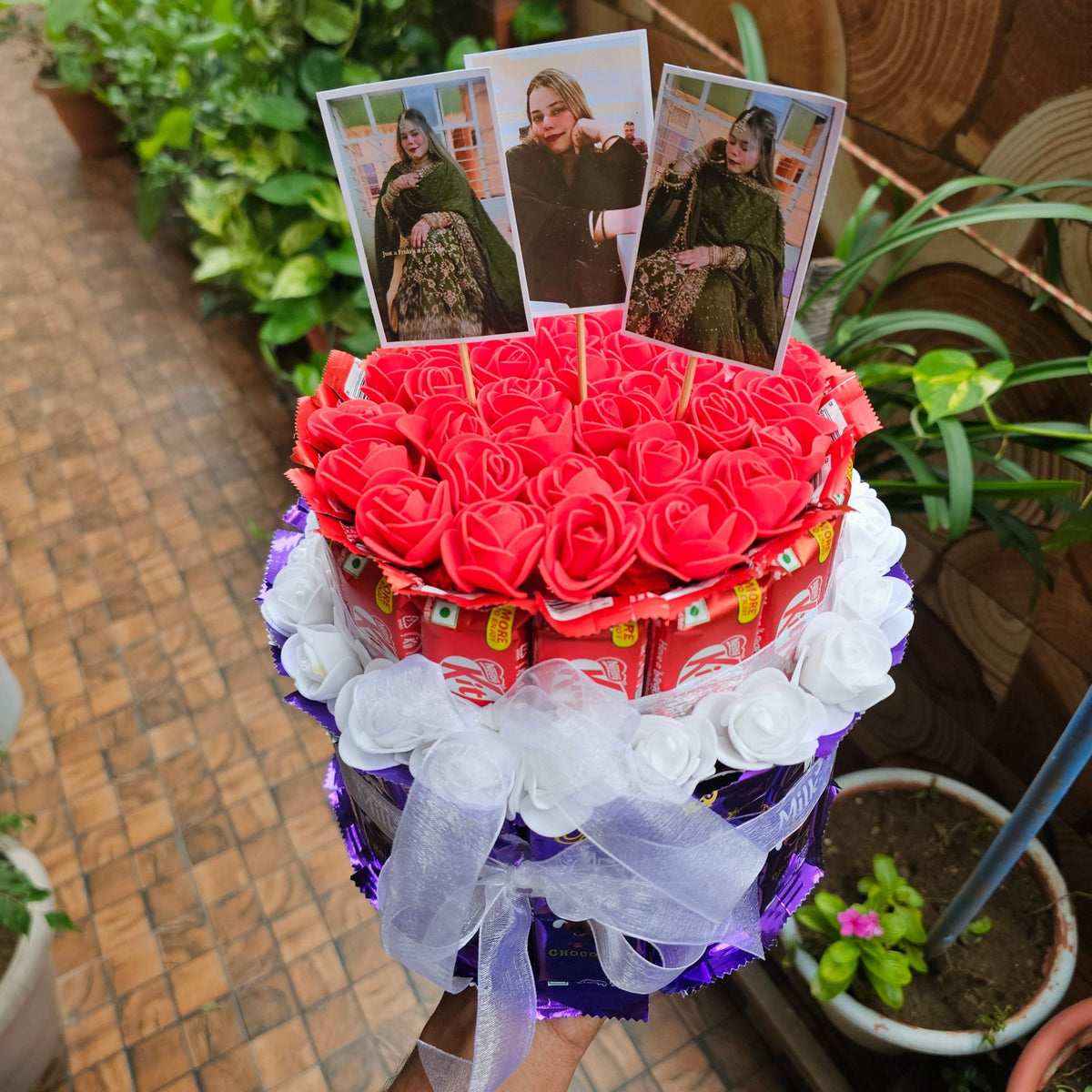 🍫🌹 Personalized Chocolate Bouquet | Dairy Milk & KitKat Photo Gift - Ajmer Gift Charm