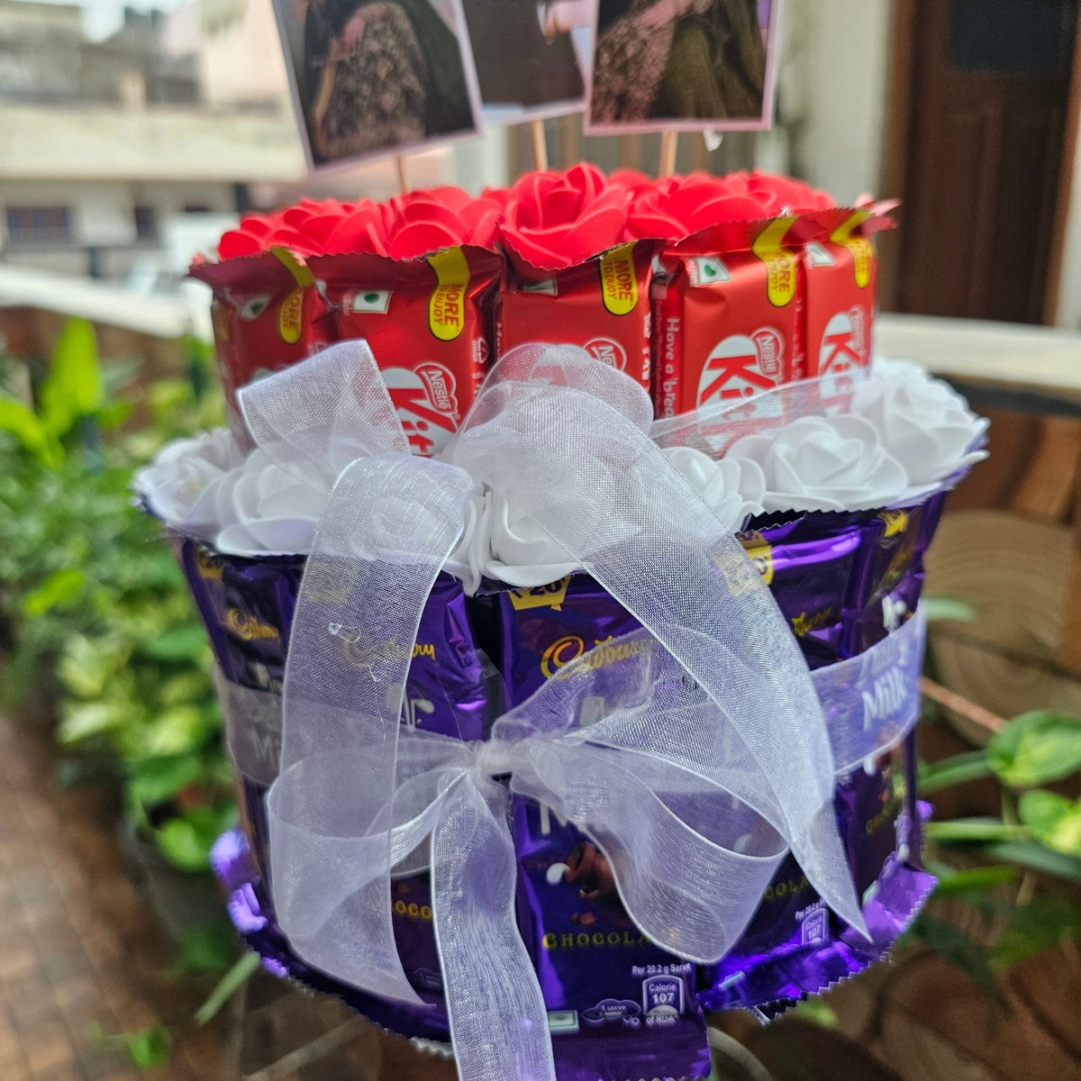 🍫🌹 Personalized Chocolate Bouquet | Dairy Milk & KitKat Photo Gift - Ajmer Gift Charm