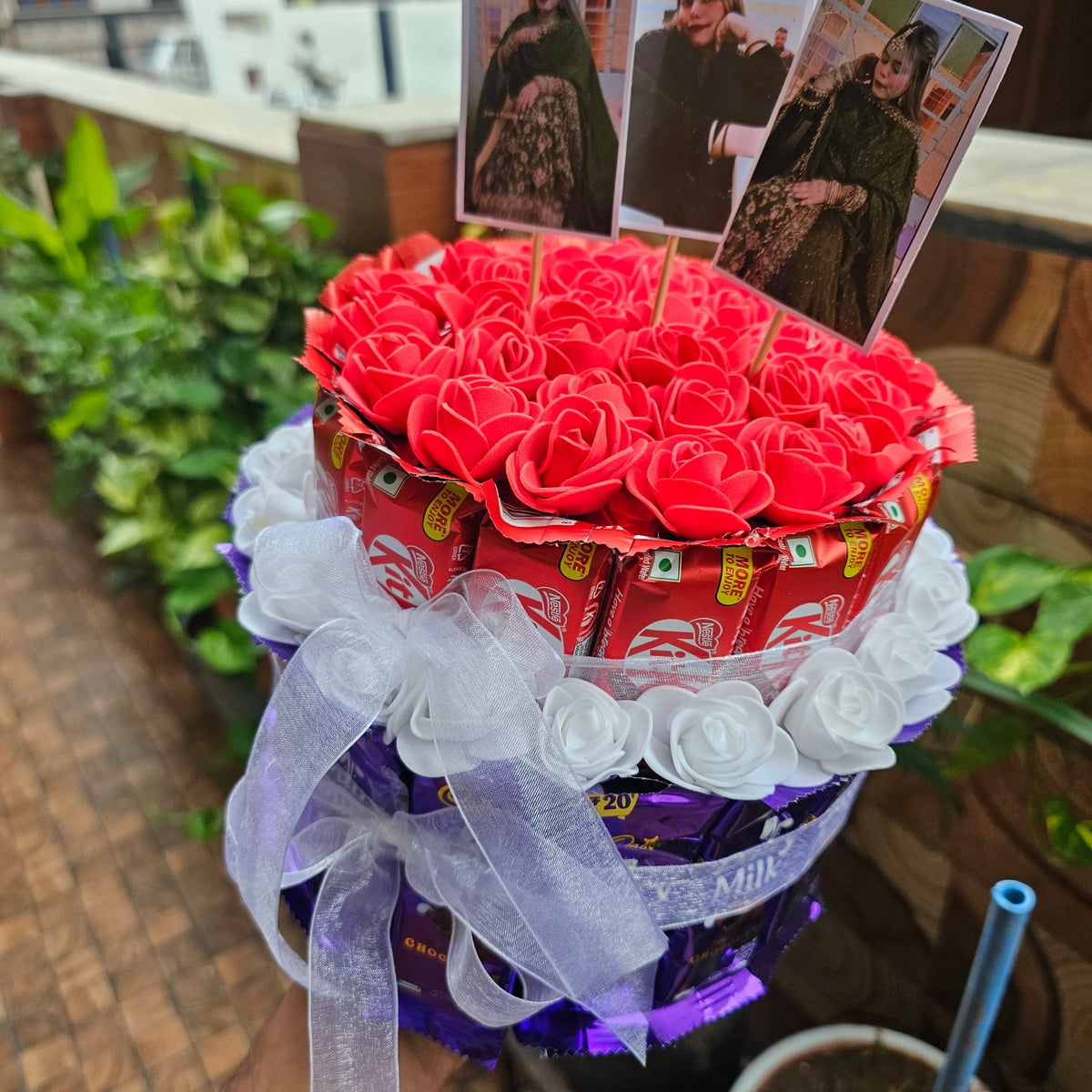 🍫🌹 Personalized Chocolate Bouquet | Dairy Milk & KitKat Photo Gift - Ajmer Gift Charm