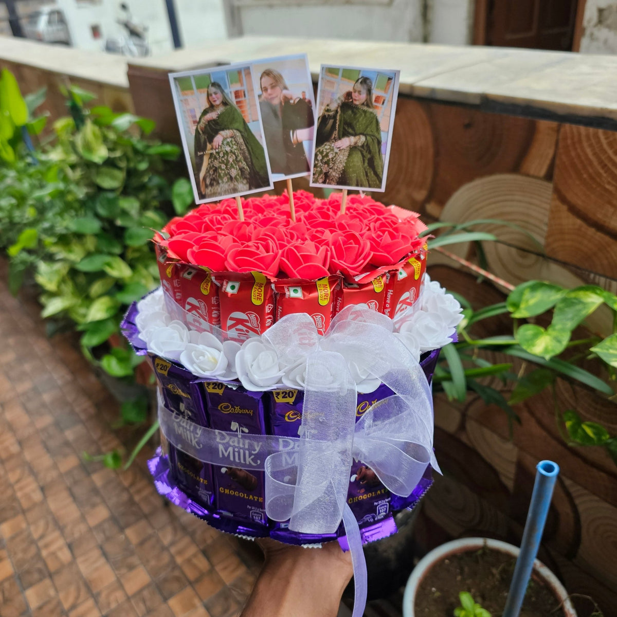 🍫🌹 Personalized Chocolate Bouquet | Dairy Milk & KitKat Photo Gift - Ajmer Gift Charm
