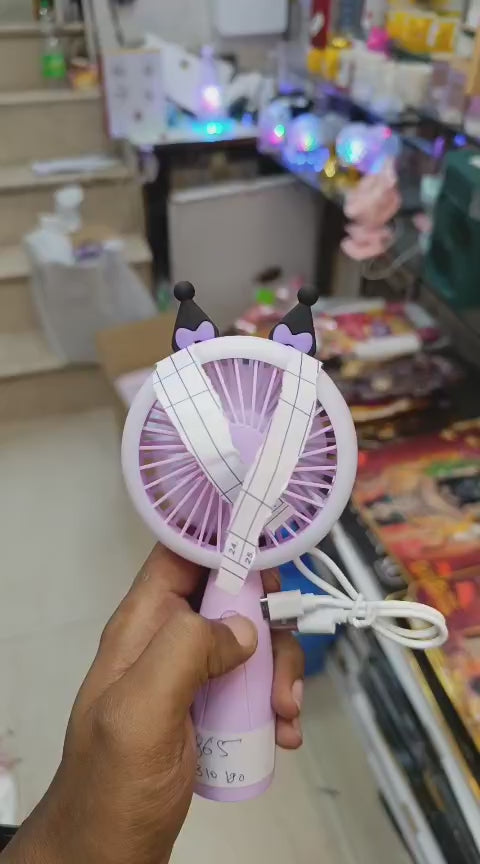 Cute Pink Mini Hand Fan with LED – Pocket-Sized Coolness!"