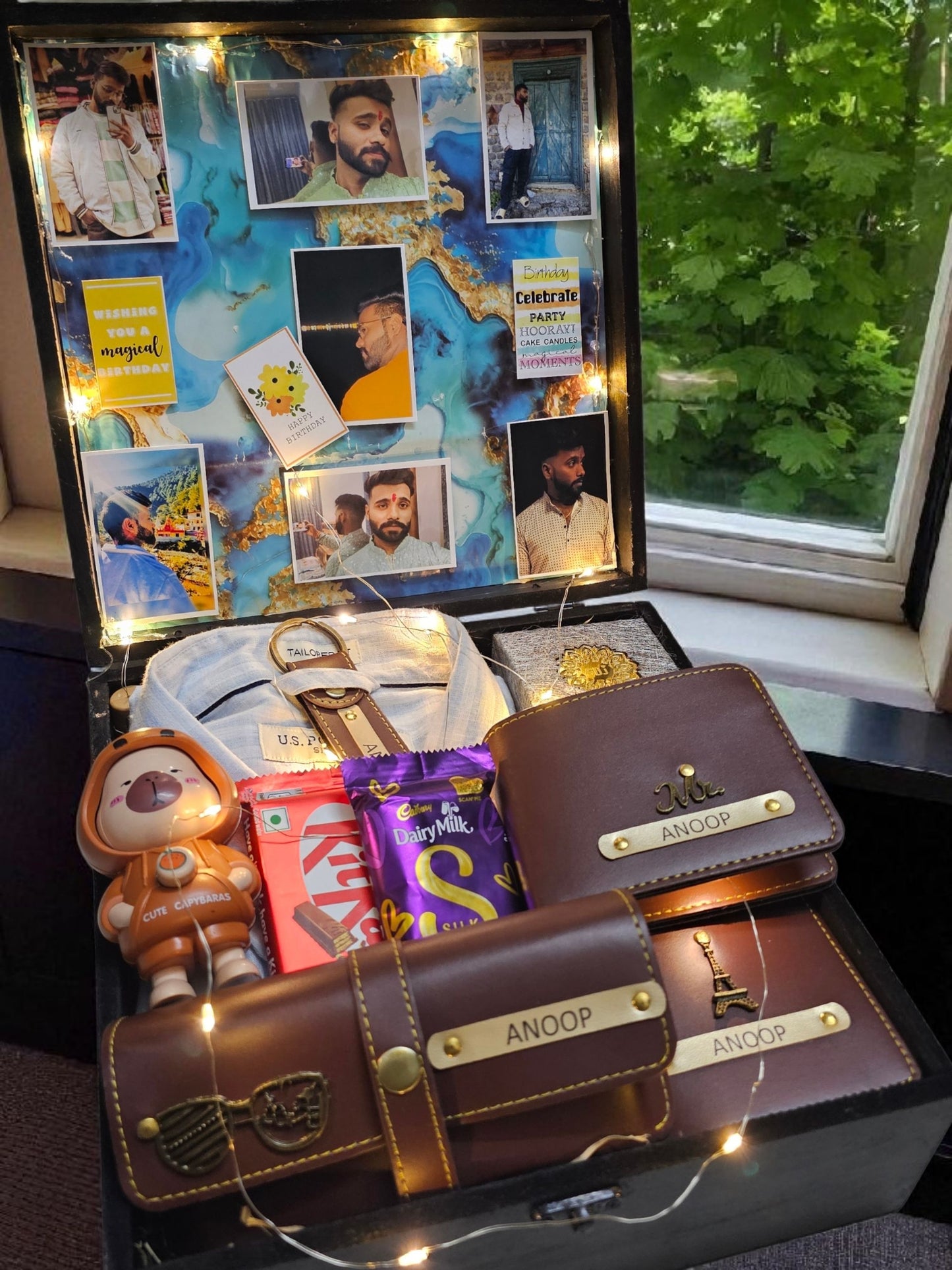 Shirt & Customized Name Wallet Combo for Him – Premium Gift Trunk Box