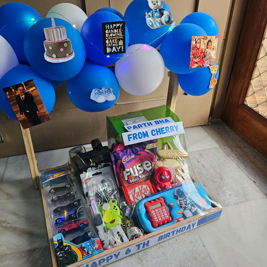 Personalized Kids Birthday Hamper – Toys, Chocolates & Balloons Surprise Box