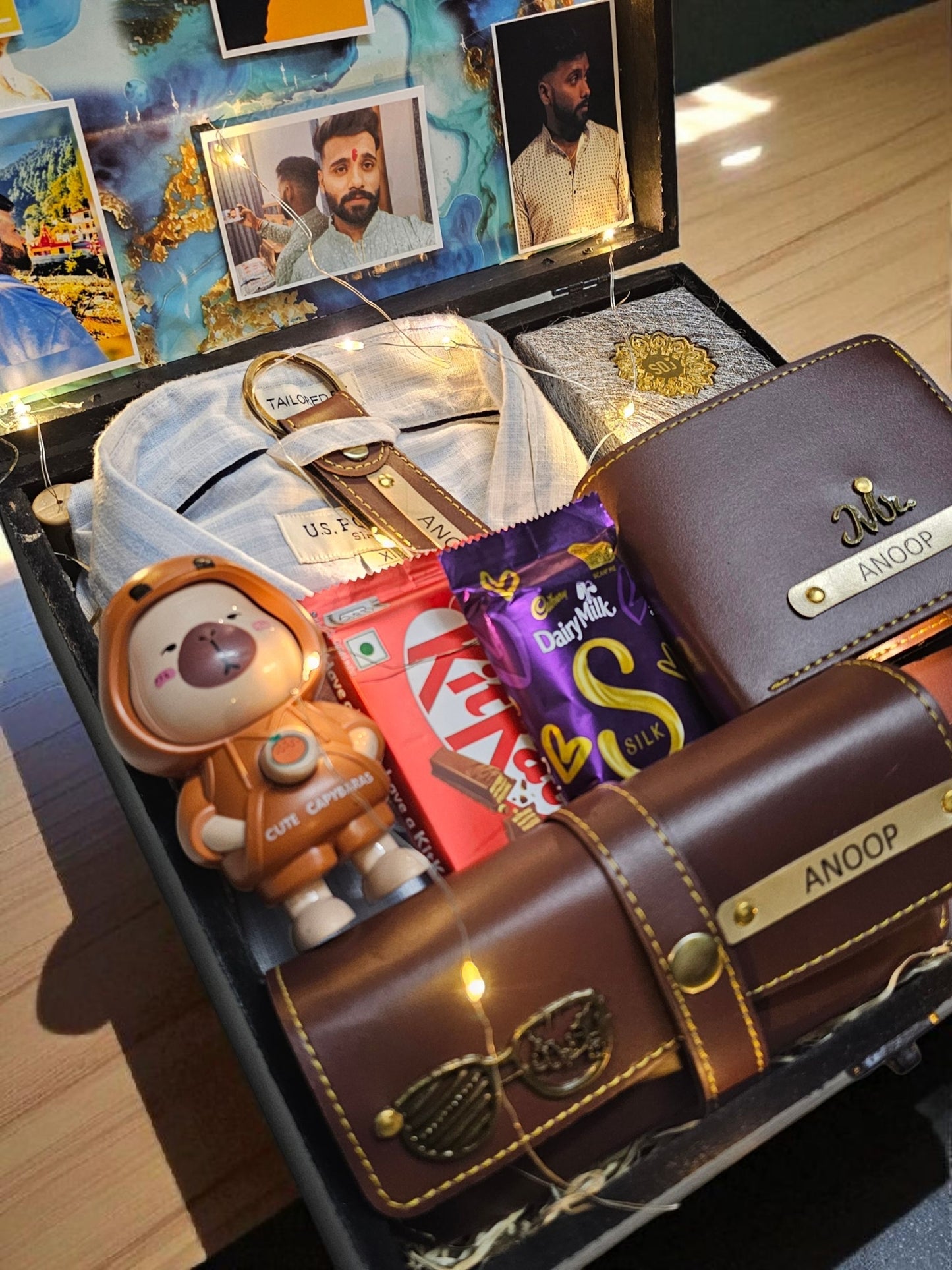 Shirt & Customized Name Wallet Combo for Him – Premium Gift Trunk Box