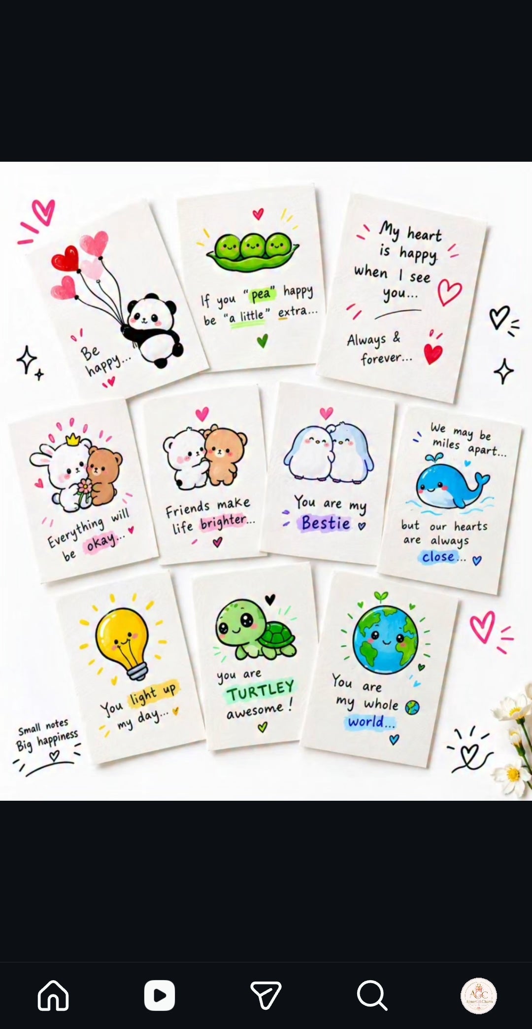 Mini Handmade Cards – Tiny Messages, Big Smiles! 💖 Minimum 6 pcs cards