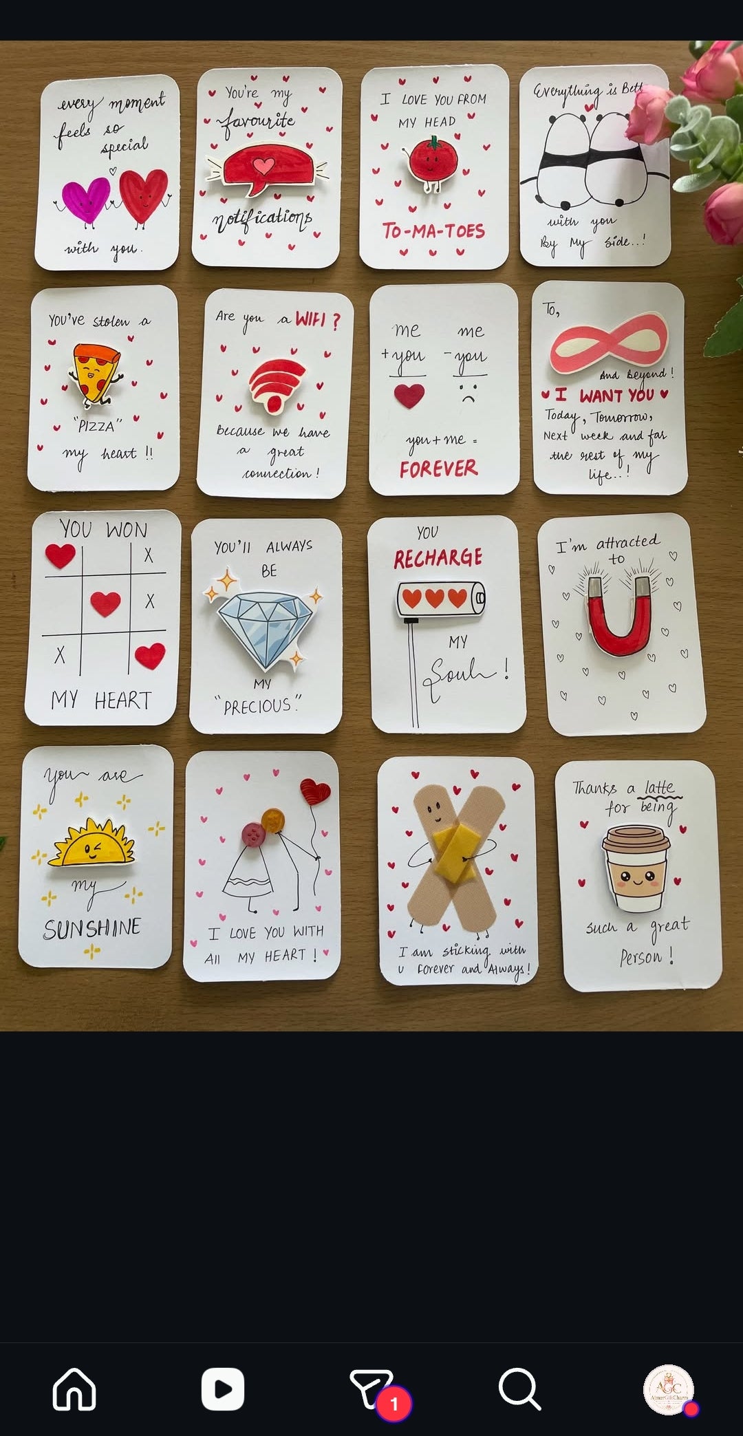 Mini Handmade Cards – Tiny Messages, Big Smiles! 💖 Minimum 6 pcs cards