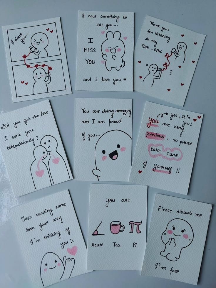 Mini Handmade Cards – Tiny Messages, Big Smiles! 💖 Minimum 6 pcs cards