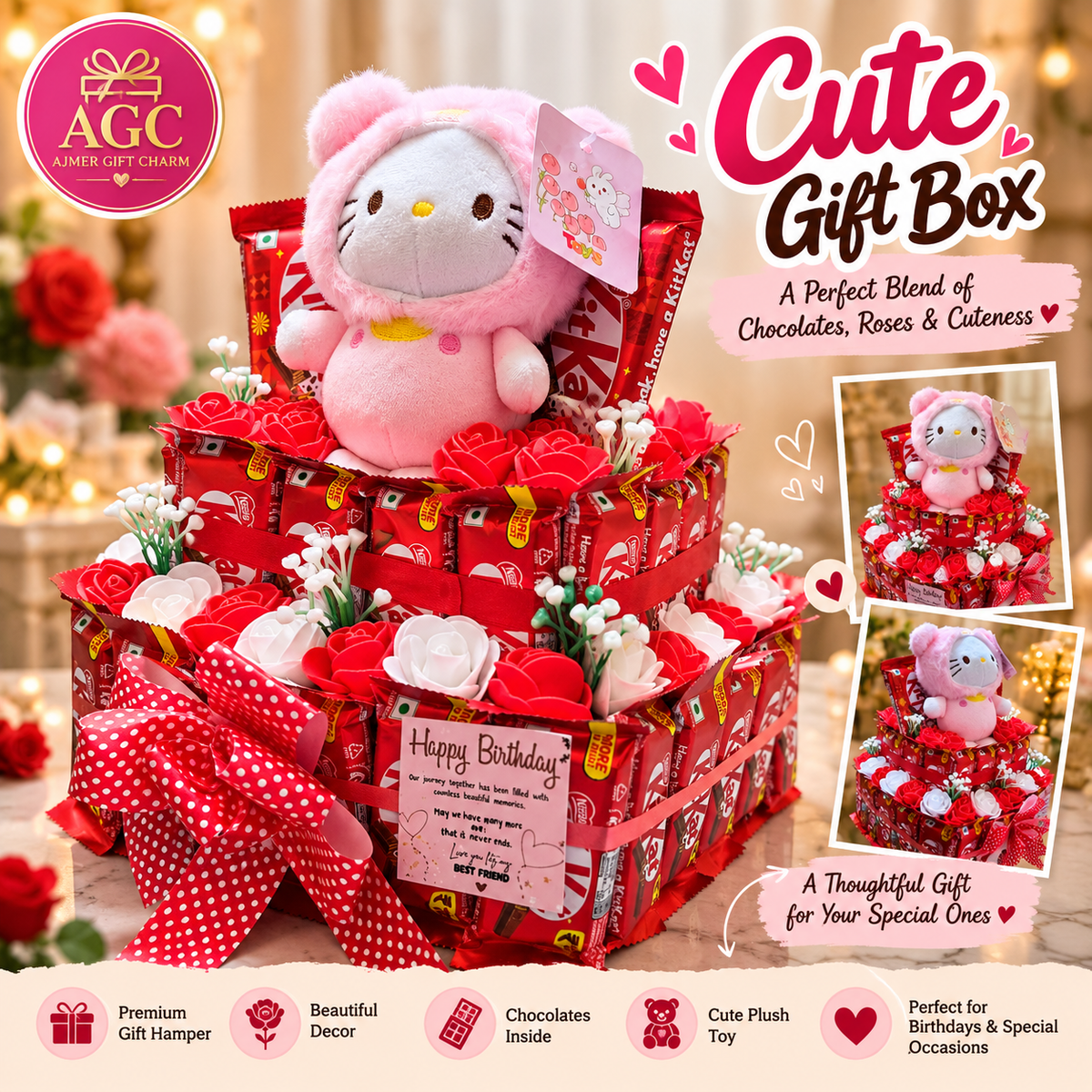 Cute Chocolate & Plush Gift Hamper | Birthday Gift Box
