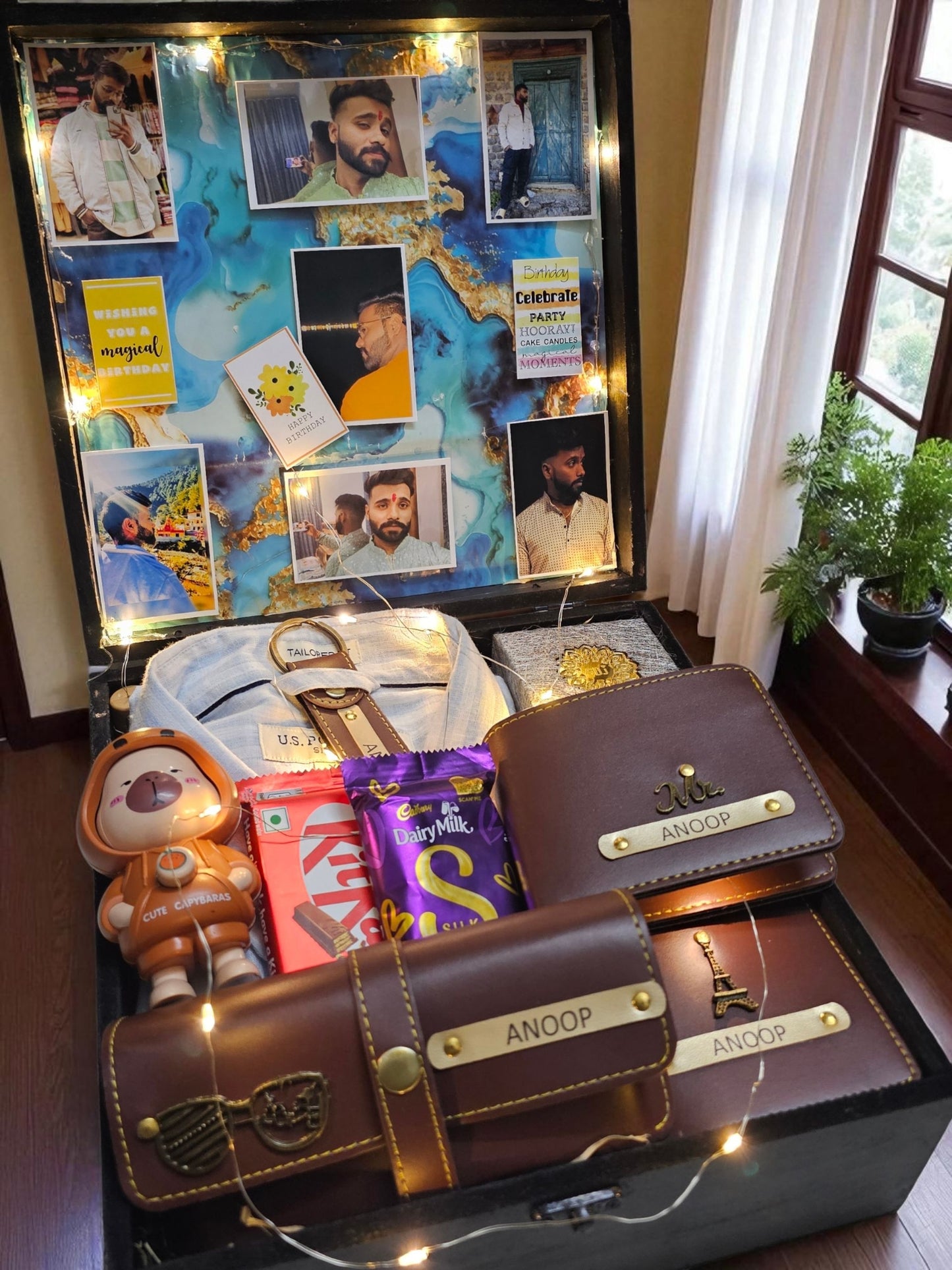 Shirt & Customized Name Wallet Combo for Him – Premium Gift Trunk Box